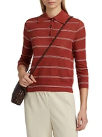 Striped Pique Cotton Polo Tee