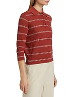 Striped Pique Cotton Polo Tee
