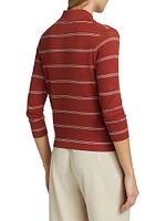 Striped Pique Cotton Polo Tee