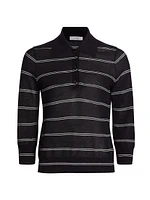 Striped Pique Cotton Polo Tee