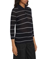 Striped Pique Cotton Polo Tee