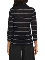 Striped Pique Cotton Polo Tee