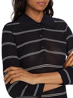 Striped Pique Cotton Polo Tee