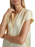 Silk Cap-Sleeve Blouse