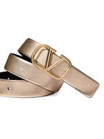 VLogo Signature Reversible Belt Metallic and Shiny Calfskin 30MM