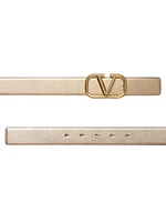 VLogo Signature Reversible Belt Metallic and Shiny Calfskin 30MM