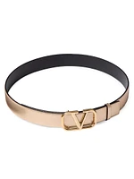 VLogo Signature Reversible Belt Metallic and Shiny Calfskin 30MM