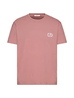 Cotton T-Shirt with V-Logo Signature Patch