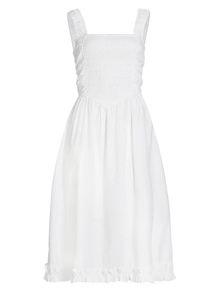Cotton Poplin Smock Midi-Dress