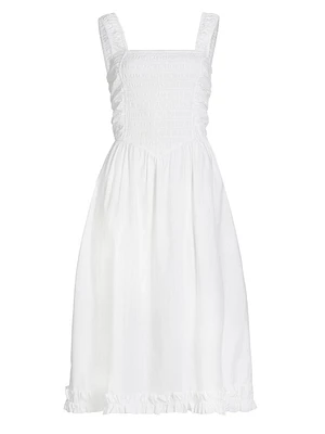 Cotton Poplin Smock Midi-Dress