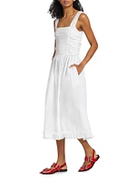 Cotton Poplin Smock Midi-Dress