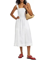 Cotton Poplin Smock Midi-Dress