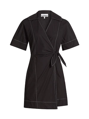 Poplin Cotton Wrap Minidress