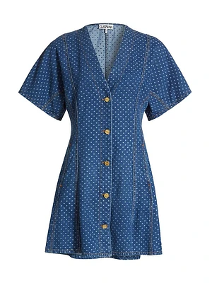 Polka Dot Denim Minidress