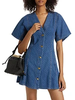 Polka Dot Denim Minidress