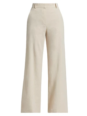 Linen-Blend Wide-Leg Trousers