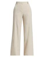 Linen-Blend Wide-Leg Trousers