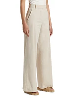 Linen-Blend Wide-Leg Trousers