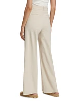 Linen-Blend Wide-Leg Trousers