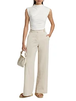 Linen-Blend Wide-Leg Trousers