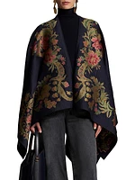 Jacquard Floral-Embroidered Cape