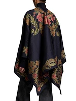 Jacquard Floral-Embroidered Cape