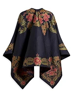 Jacquard Floral-Embroidered Cape