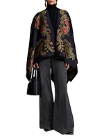 Jacquard Floral-Embroidered Cape