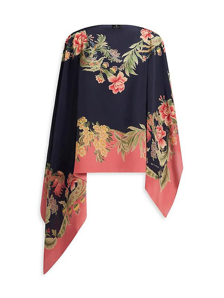 Floral Silk Poncho