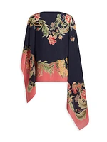 Floral Silk Poncho