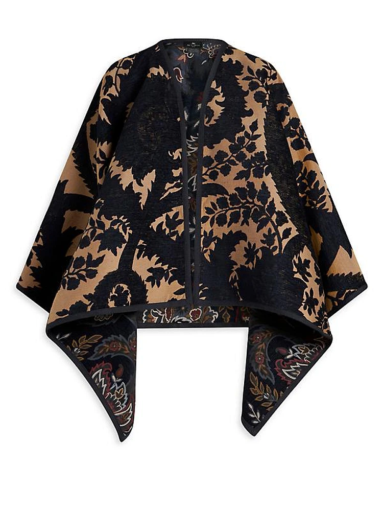 Jacquard Reversible Cotton-Blend Cape