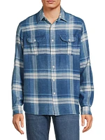 Plaid Cotton Button-Front Shirt