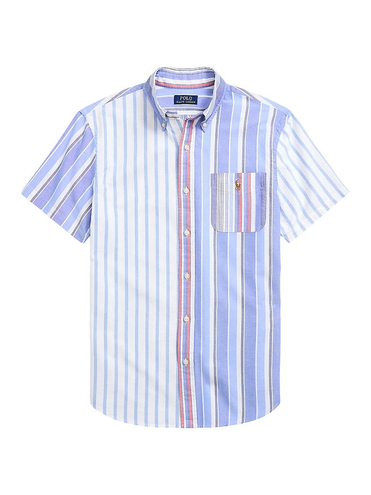 Colorblocked Stripe Oxford Short-Sleeve Sport Shirt