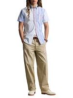 Colorblocked Stripe Oxford Short-Sleeve Sport Shirt