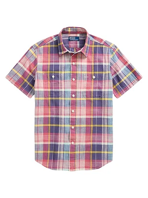 Madras Plaid Short-Sleeve Sport Shirt