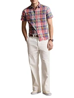 Madras Plaid Short-Sleeve Sport Shirt