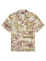 Graphic Linen & Silk-Blend Camp Shirt