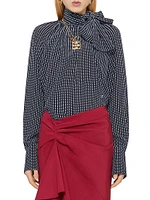 Polka Dots Blouse Silk with Lavalliere