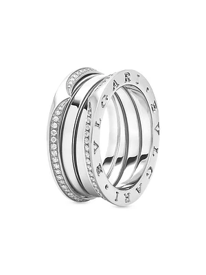 B.zero1 18K White Gold & 0.43 TCW Diamond 3-Band Ring