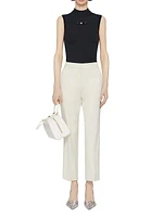 Cropped Fit Tailored Pants Cotton