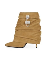 Shark Lock Stiletto Ankle Boots Suede