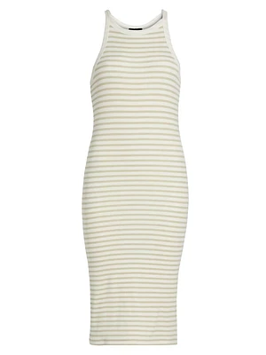 Rib-Knit Stripe Tank Midi-Dress