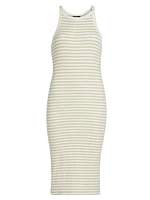 Rib-Knit Stripe Tank Midi-Dress