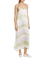 Watercolor Stripe Silk Charmeuse Slip Dress