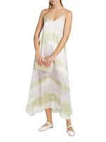 Watercolor Stripe Silk Charmeuse Slip Dress