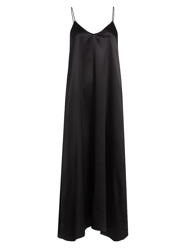 Silk Charmeuse V-Neck Maxi Dress