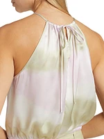 Silk Charmeuse Watercolor Stripe Halter Top