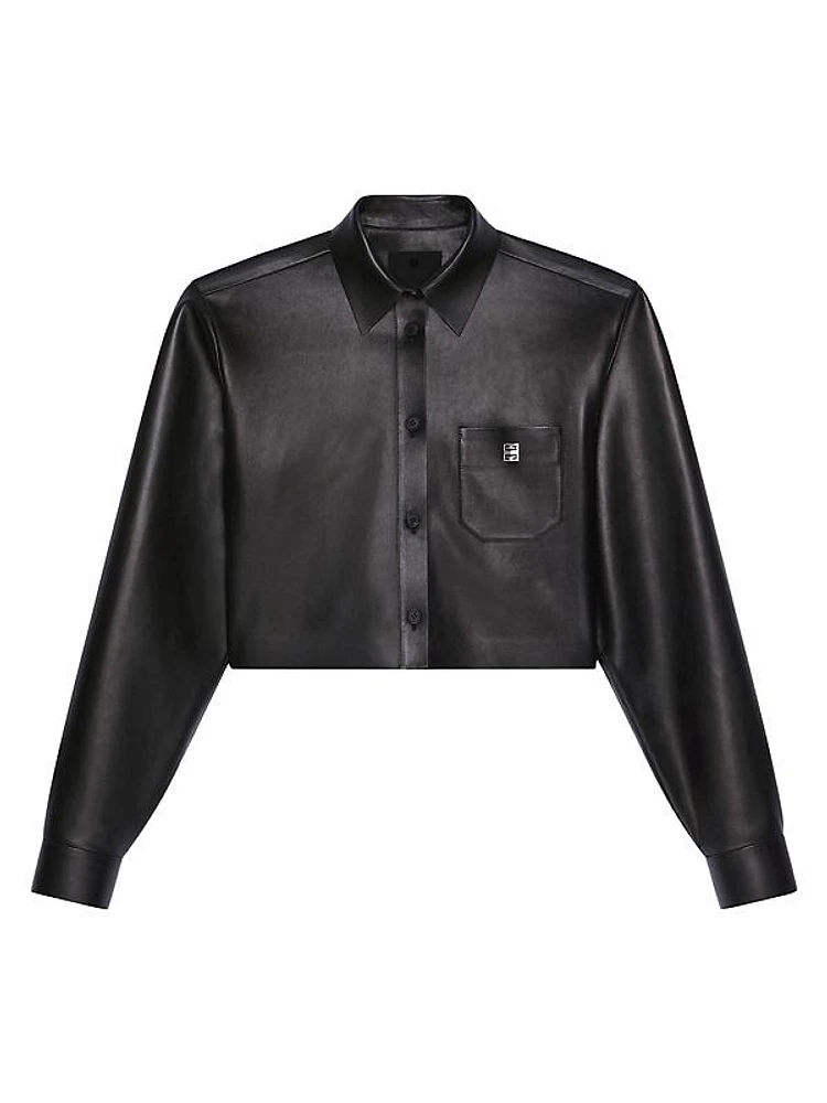 Cropped Shirt in Leather with 4G Detail