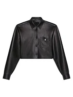 Cropped Shirt in Leather with 4G Detail