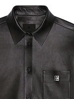 Cropped Shirt in Leather with 4G Detail